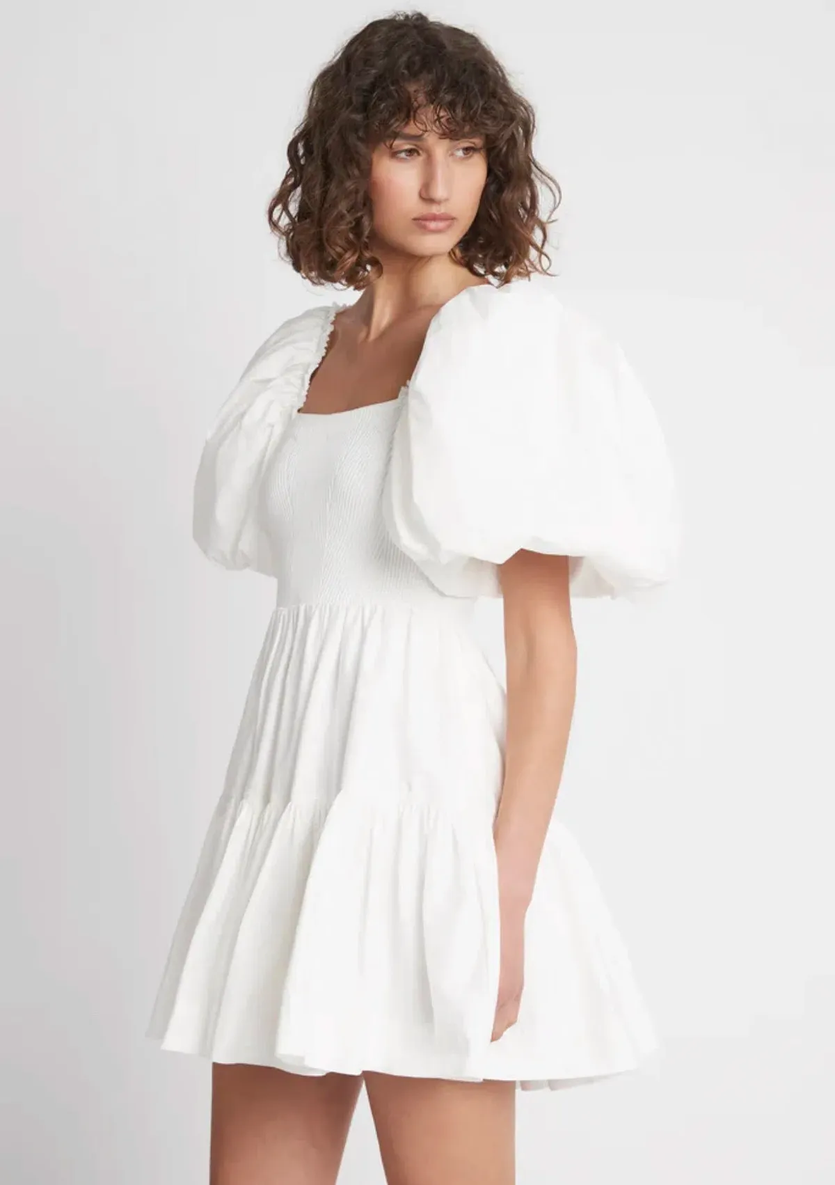 Aje Casa Puff Sleeve Mini Knit Dress White Size 14  - Image 3