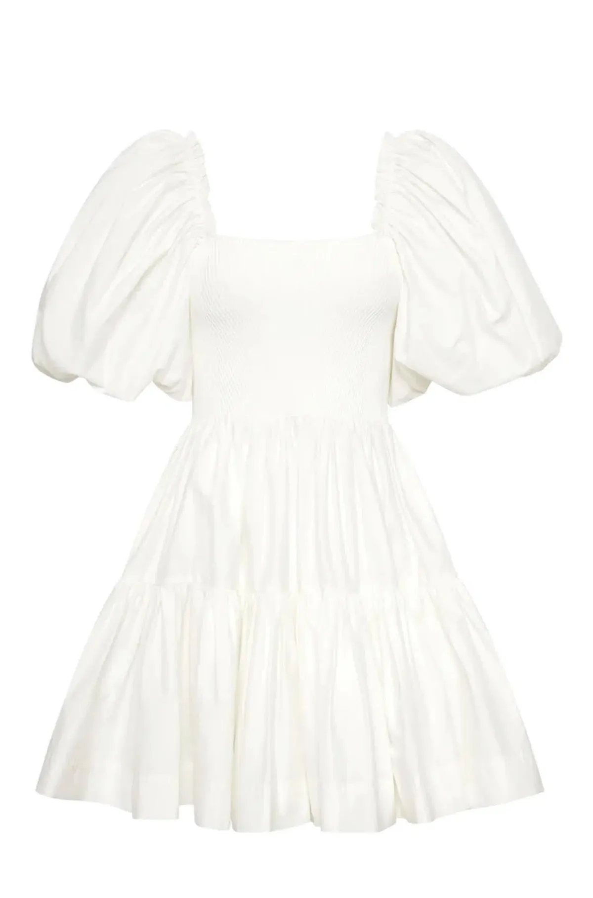 Aje Casa Puff Sleeve Mini Knit Dress White Size 14  - Image 5