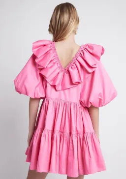 Aje Solstice Ruffle Tiered Smock Mini Dress Pink Size 14 for rent on The Volte - image 6