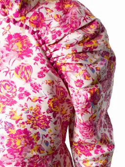 Rotate By Birger Christensen Button-detailed Ruched Floral-jacquard Mini Dress In Multi Size 8 for rent on The Volte - image 4