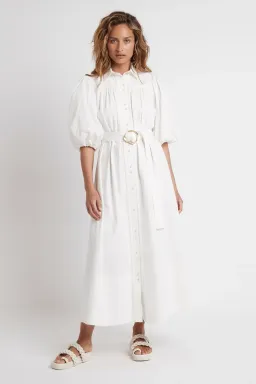 Aje Casabianca Puff Sleeve Shirt Dress White Size 8 for rent on The Volte - image 1