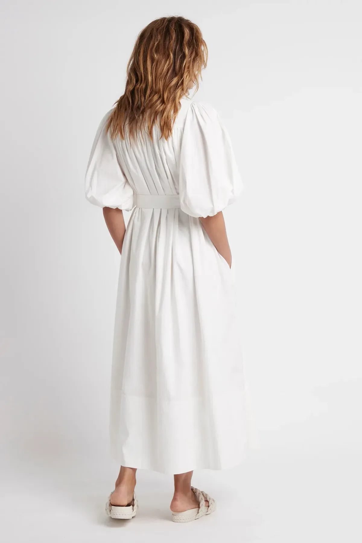 Aje Casabianca Puff Sleeve Shirt Dress White Size 8 - Image 2