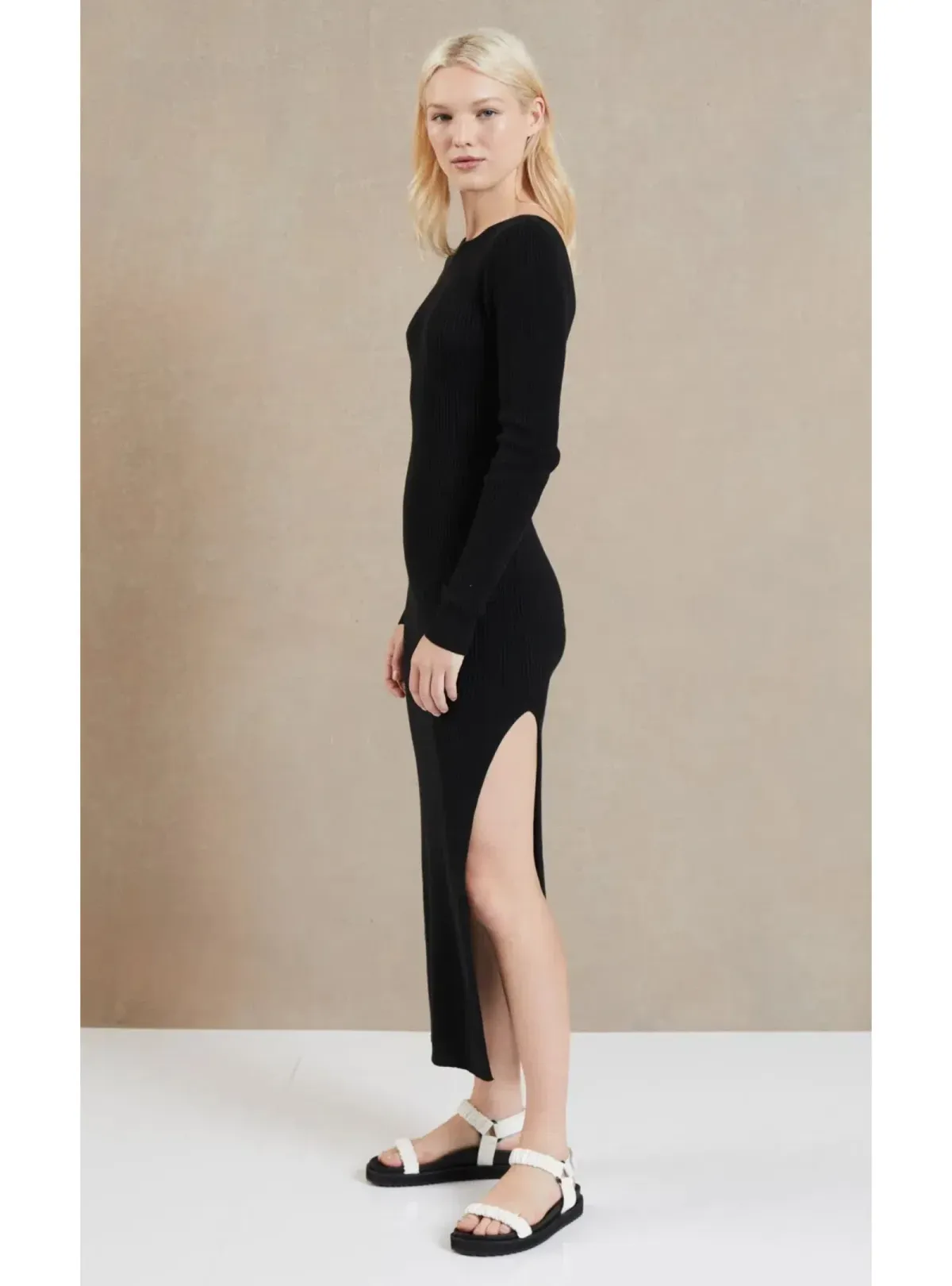 Bec & Bridge Riviera Long Sleeve Midi Dress Black Size AU 6 - Image 2