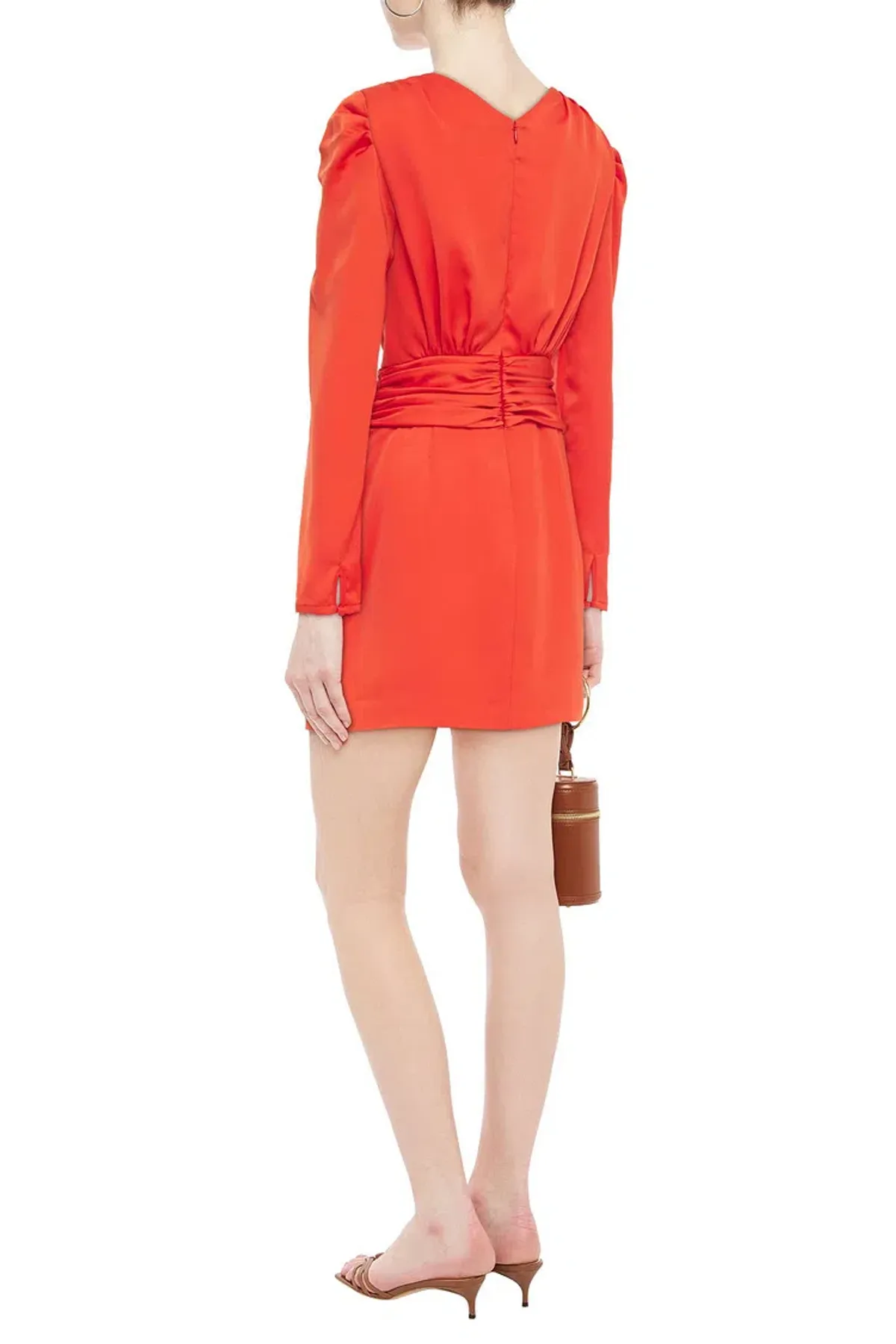 Nicholas Gathered Mini Dress Orange Size 8 - Image 2