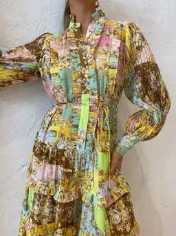 Alemais Matilde Pleat Shirt Dress Print Size 8 for rent on The Volte - image 3