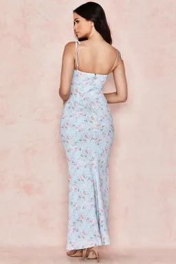 House of CB  Raphael Maxi Dress Pale Blue Floral Summer Size 10 for rent on The Volte - image 3