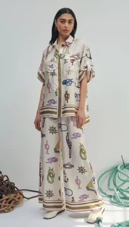 Alemais Ships Ahoy Man Shirt and Pants Set Print Size 14 for rent on The Volte - image 3