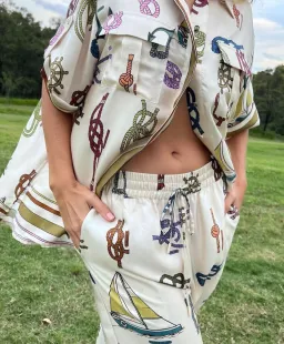 Alemais Ships Ahoy Man Shirt and Pants Set Print Size 14 for rent on The Volte - image 2