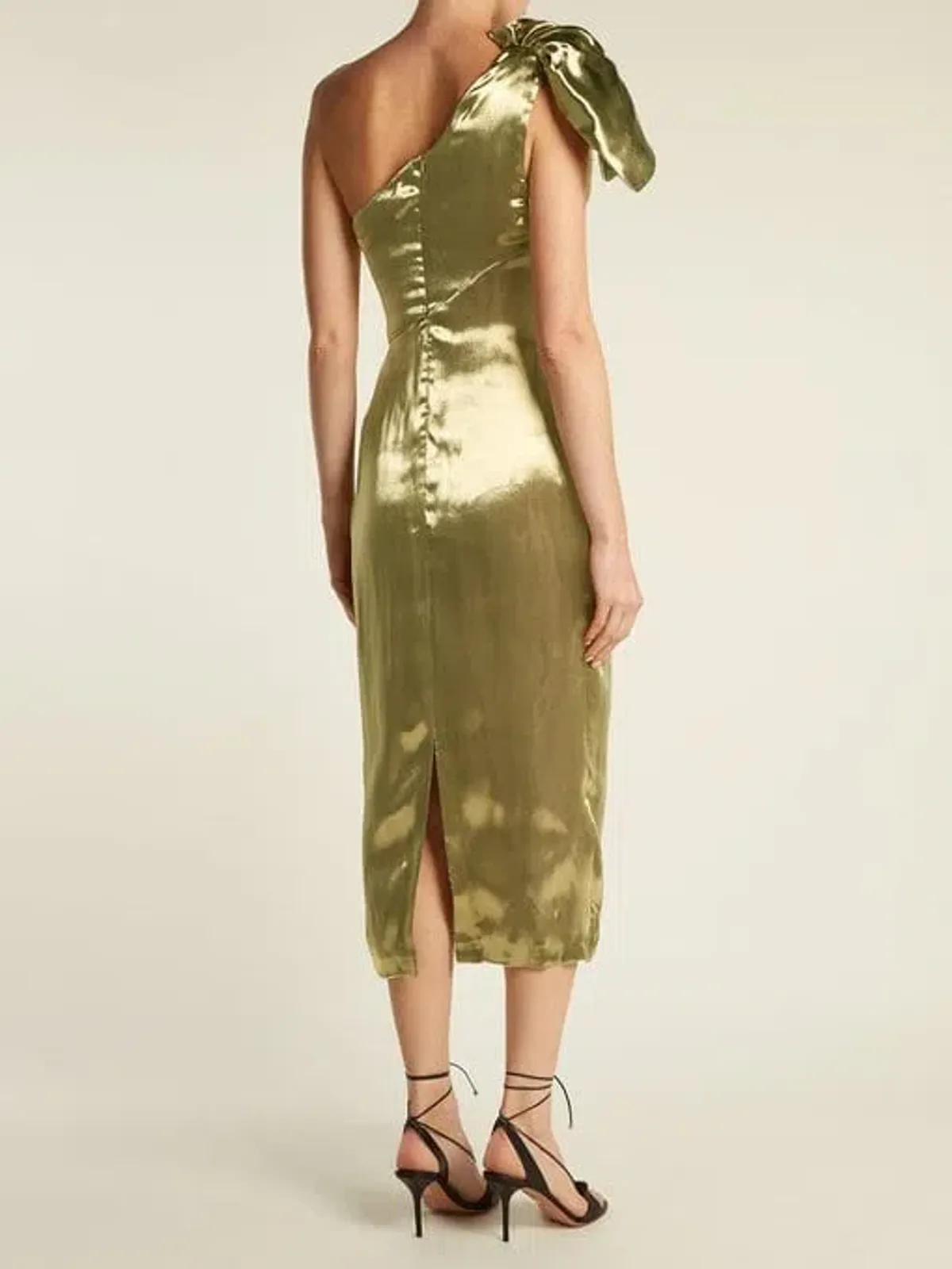 Maria Lucia Hohan Alya One Shoulder Dress Gold Size 10 - Image 3