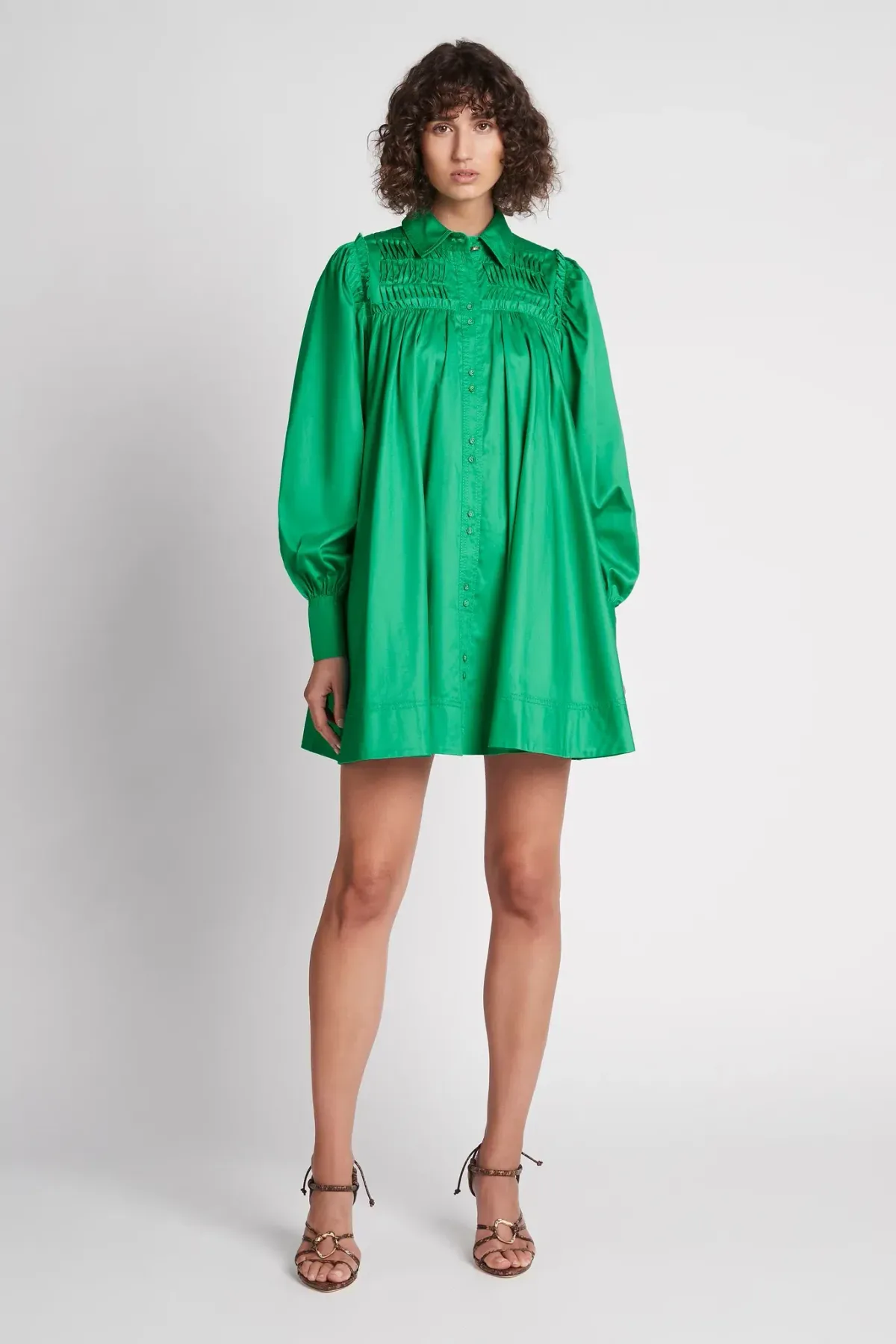 Aje Tidal Tucked Smock Mini Dress Green Size 8 - Image 1