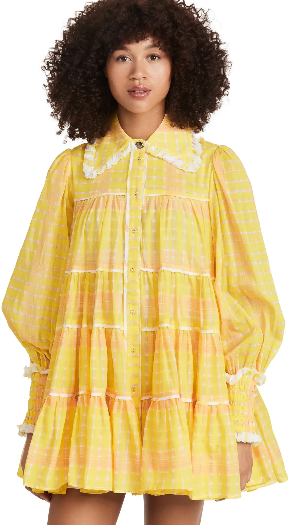 Aje Wilderness Smock Mini Dress Yellow Size 8 - Image 2