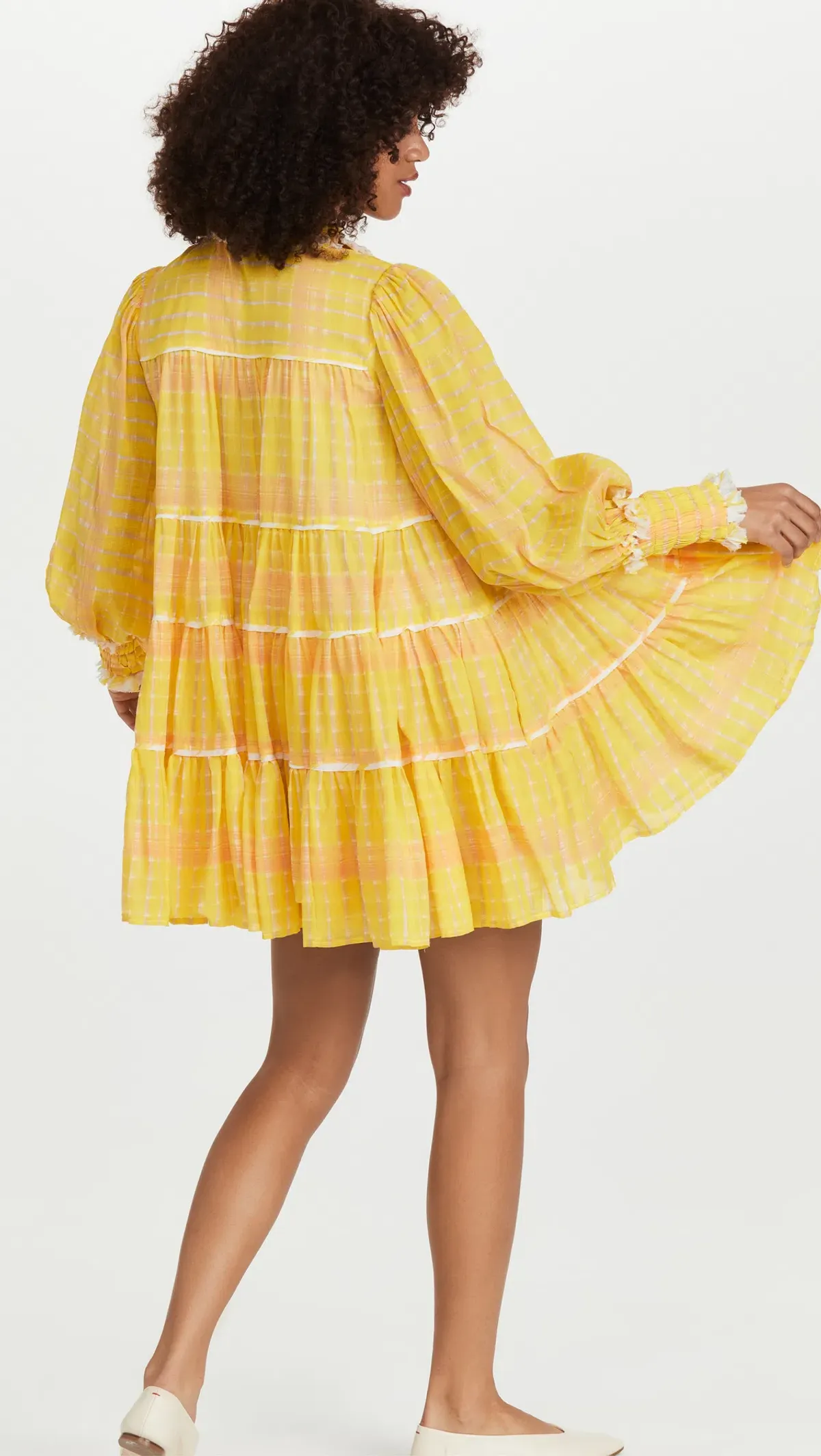 Aje Wilderness Smock Mini Dress Yellow Size 8 - Image 3