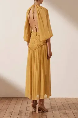 Shona Joy Iris Cut Out Backless Midi Dress Saffron Yellow Size 10 for rent on The Volte - image 3