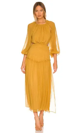 Shona Joy Iris Cut Out Backless Midi Dress Saffron Yellow Size 10 for rent on The Volte - image 1