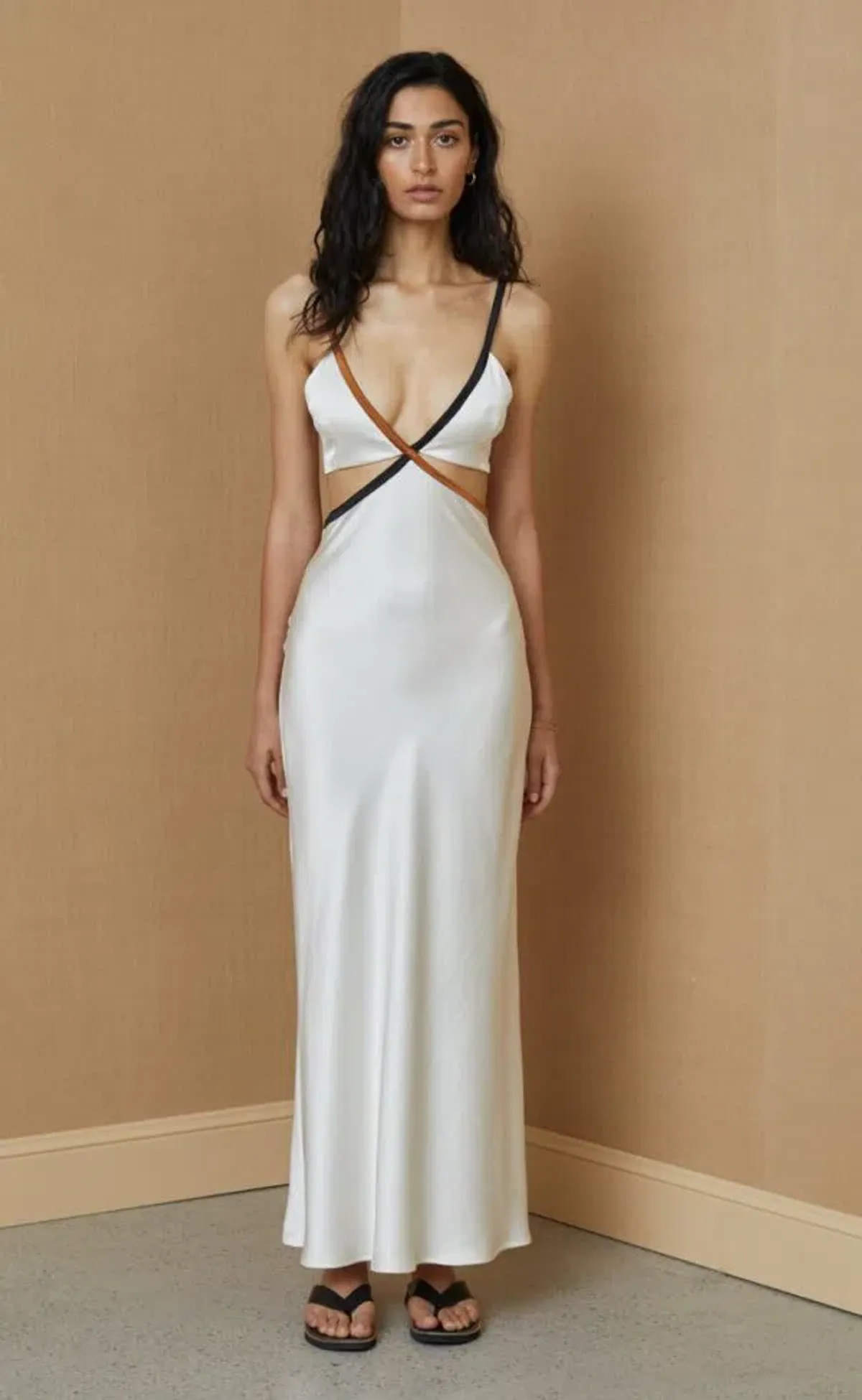 Bec & Bridge Toi Et Moi Dress White with Bronze Contrast Size 10 - Image 2