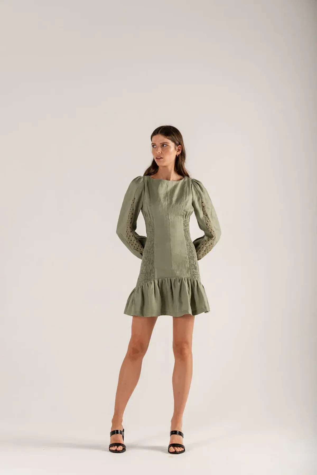 Mon Renn Lucent Mini Dress Moss Green Size 10 - Image 1