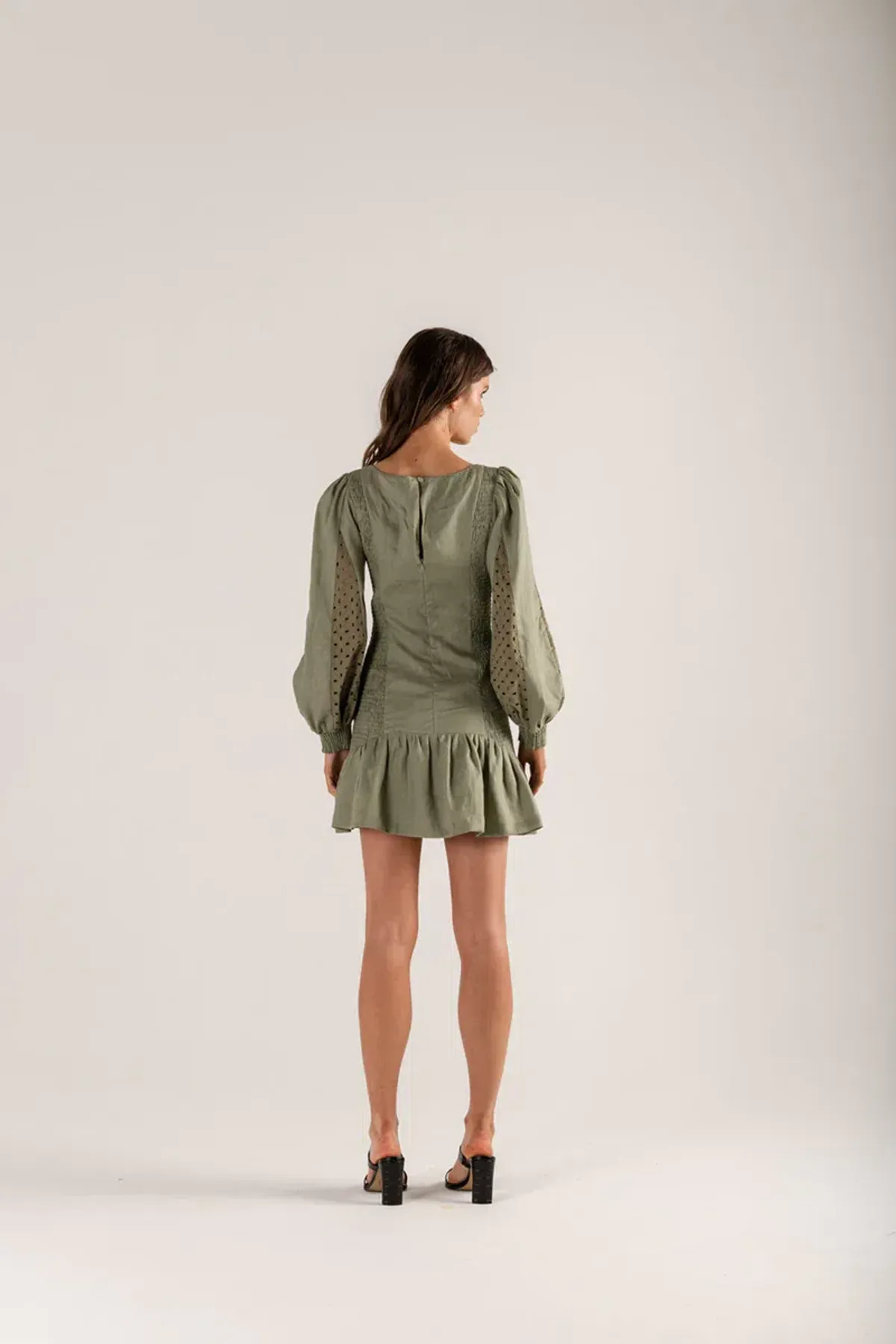 Mon Renn Lucent Mini Dress Moss Green Size 10 - Image 2