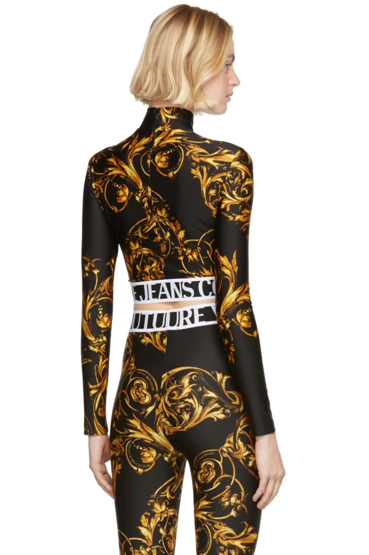 Versace Garland Crop Top and Leggings Set Black/Print Size 8 - Image 5