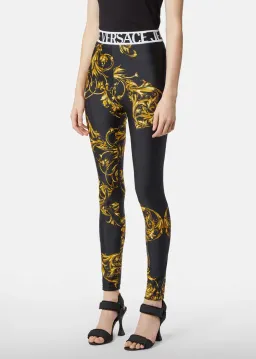 Versace Garland Crop Top and Leggings Set Black/Print Size 8 for rent on The Volte - image 3