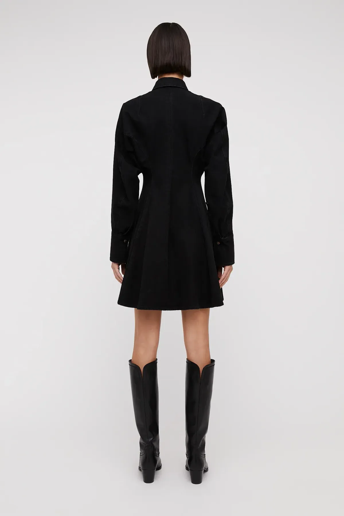 Scanlan Theodore Denim Cocoon Sleeve Mini Dress Black Size 10 - Image 3