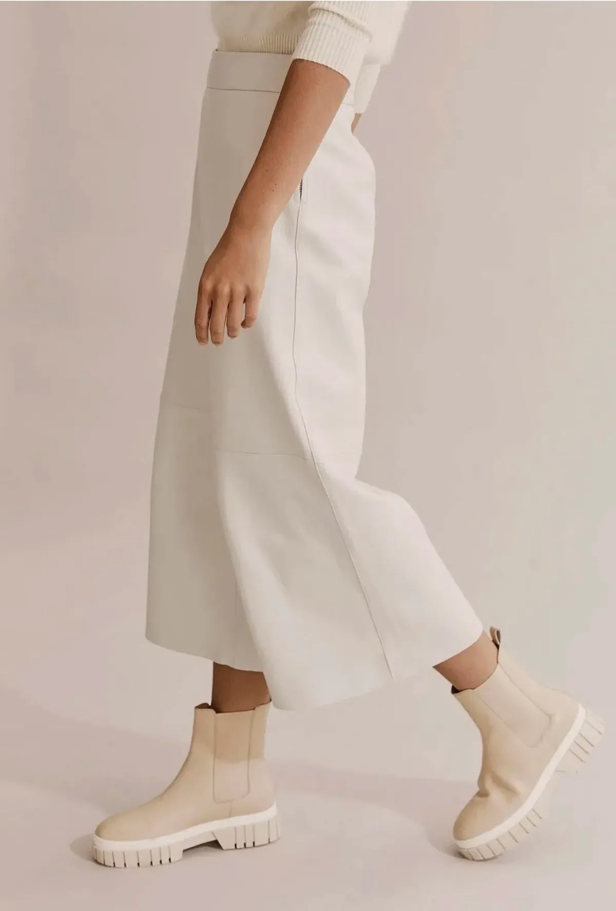 Country Road Luxurious Leather Culotte Pants White Size AU 14  - Image 3