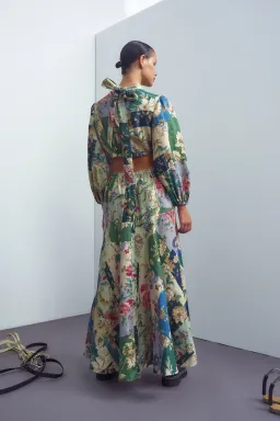 Loretta Patchwork Midi Dress Print Size 10 for rent on The Volte - image 3