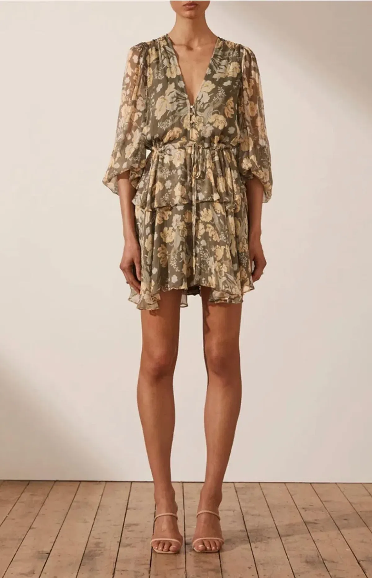 Shona Joy Jolie Balloon Sleeve Mini Dress Print Size 8  - Image 2