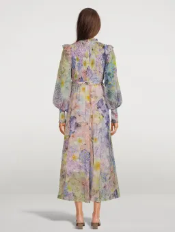 Zimmermann Rhythmic Shirred Midi Dress Floral Size 1 / Au 10 for rent on The Volte - image 2