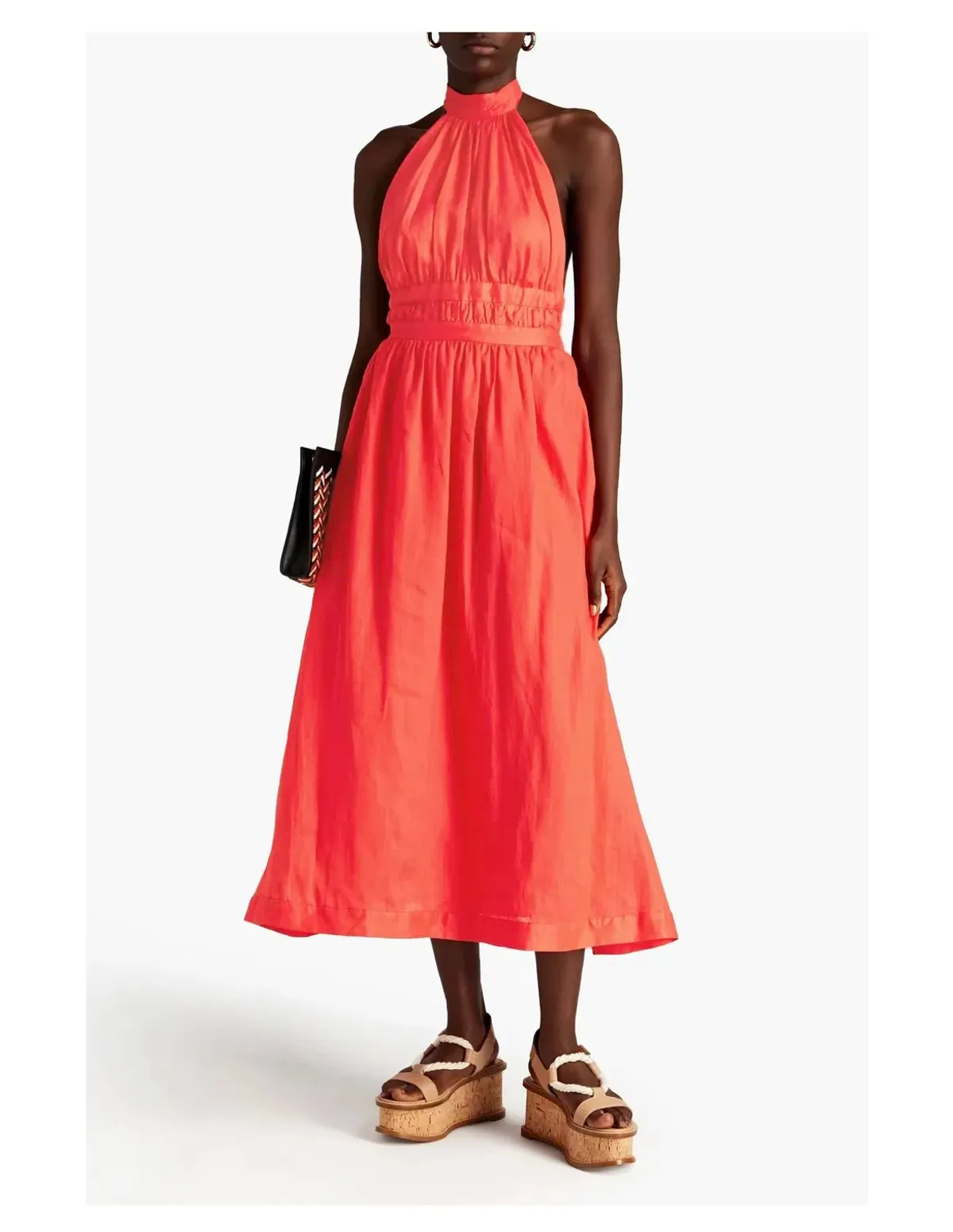 Zimmermann Shelley Halter Neck Midi Dress Orange Size 1 / Au 10 - Image 1