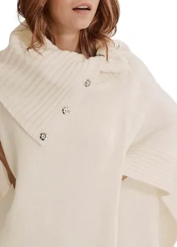 Country Road Button Detail Poncho Cream One Size  for rent on The Volte - image 3