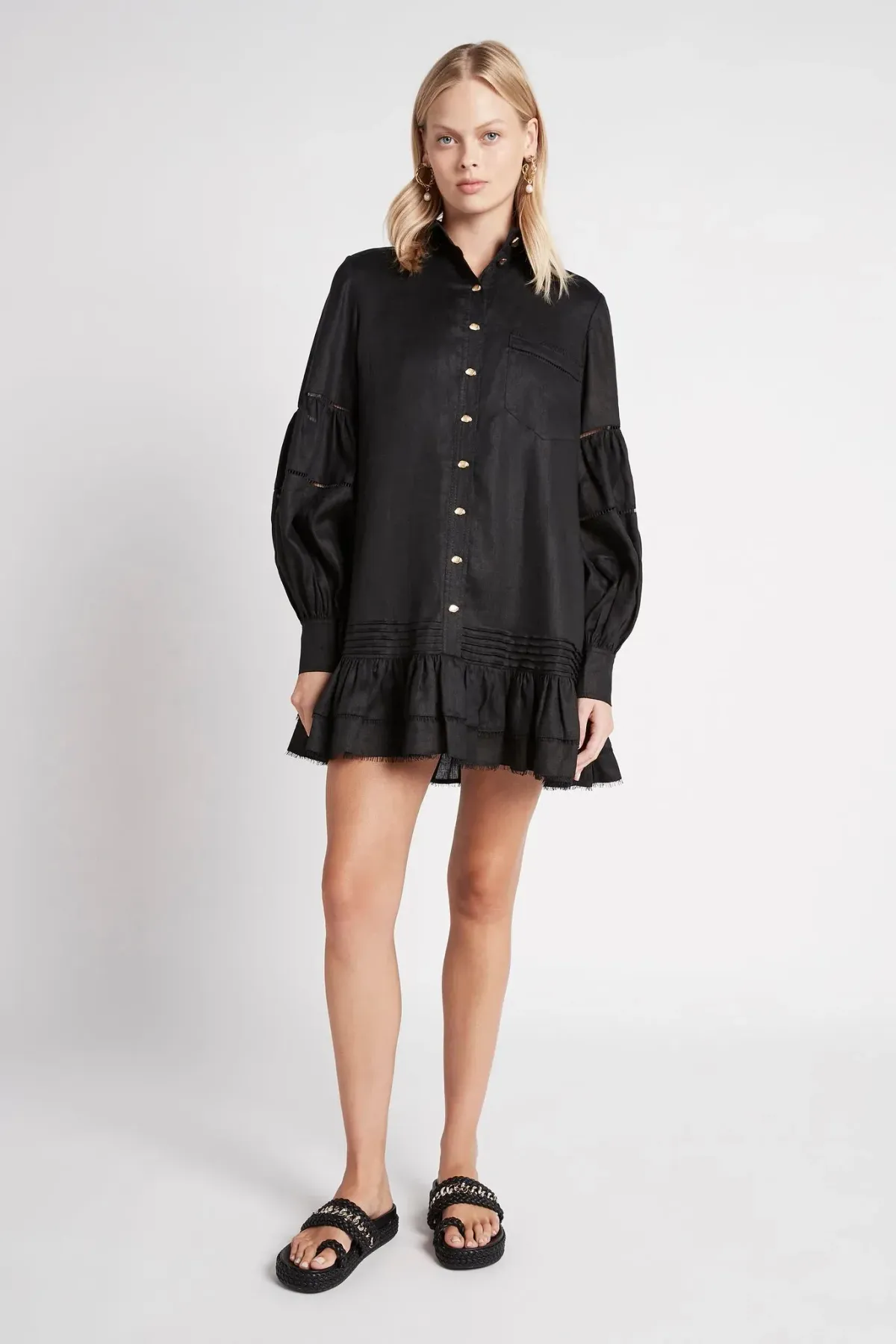 AJE Lotus Shirt Dress Black Size 10  - Image 1
