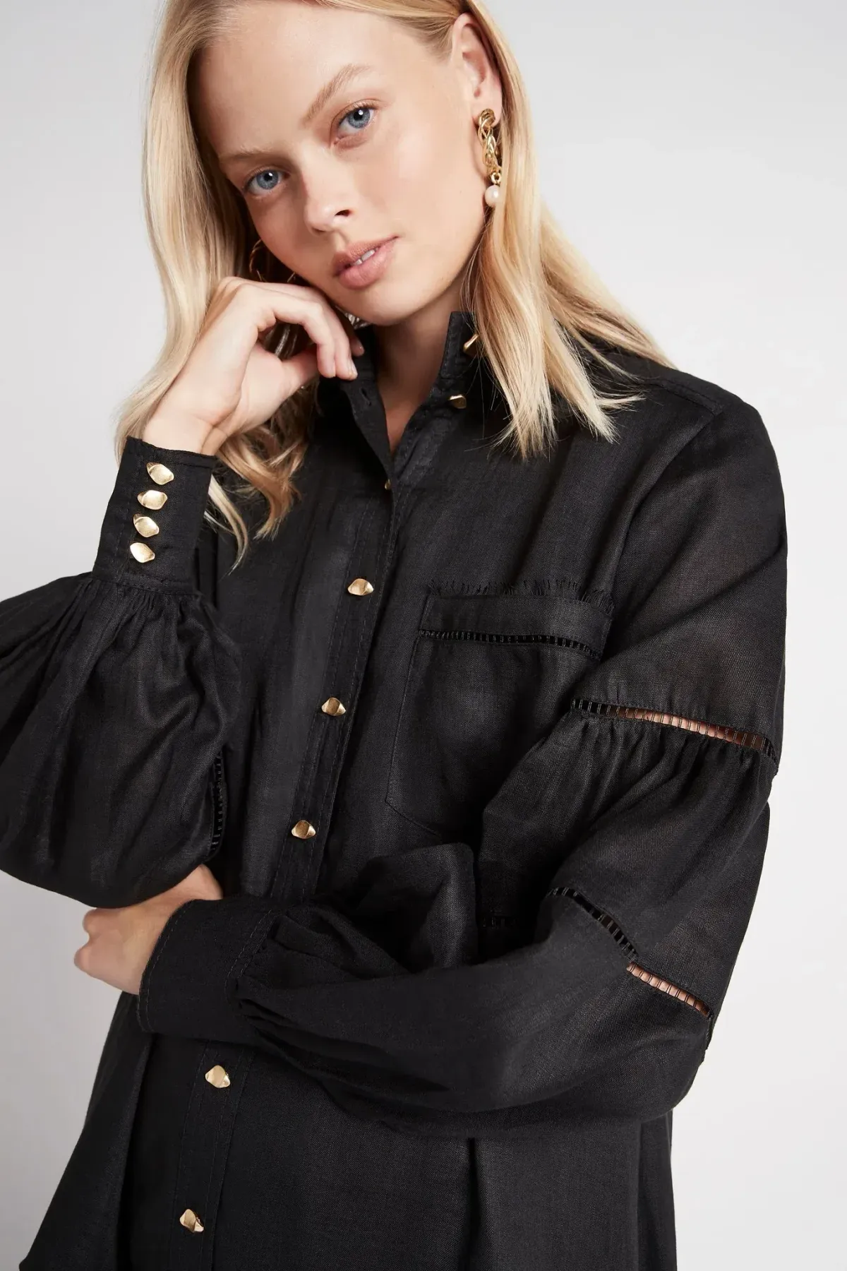 AJE Lotus Shirt Dress Black Size 10  - Image 2