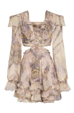 IXIAH Masaai Long Sleeve Cut Out Mini Dress Print Size 8 for rent on The Volte - image 3