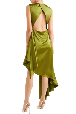 Off White Asymmetric Satin Dress Green Size 6  for rent on The Volte - image 1