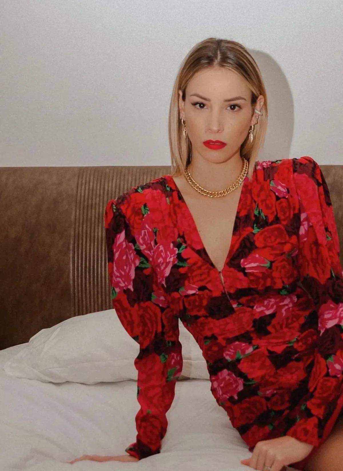 MAGDA BUTRYM Silk V Neck Dress Floral Print - Image 12