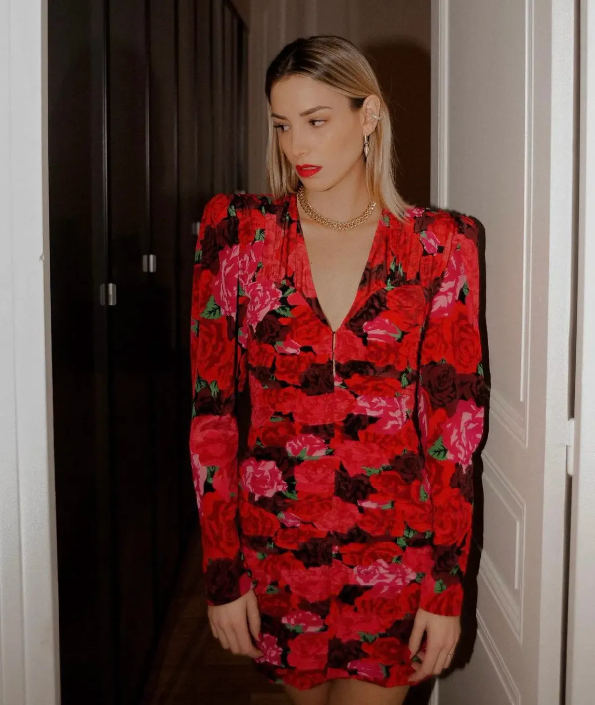 MAGDA BUTRYM Silk V Neck Dress Floral Print - Image 11