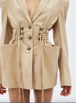 The Mannei Khazali Tailored Leather Blazer Beige Size 8  for rent on The Volte - image 5