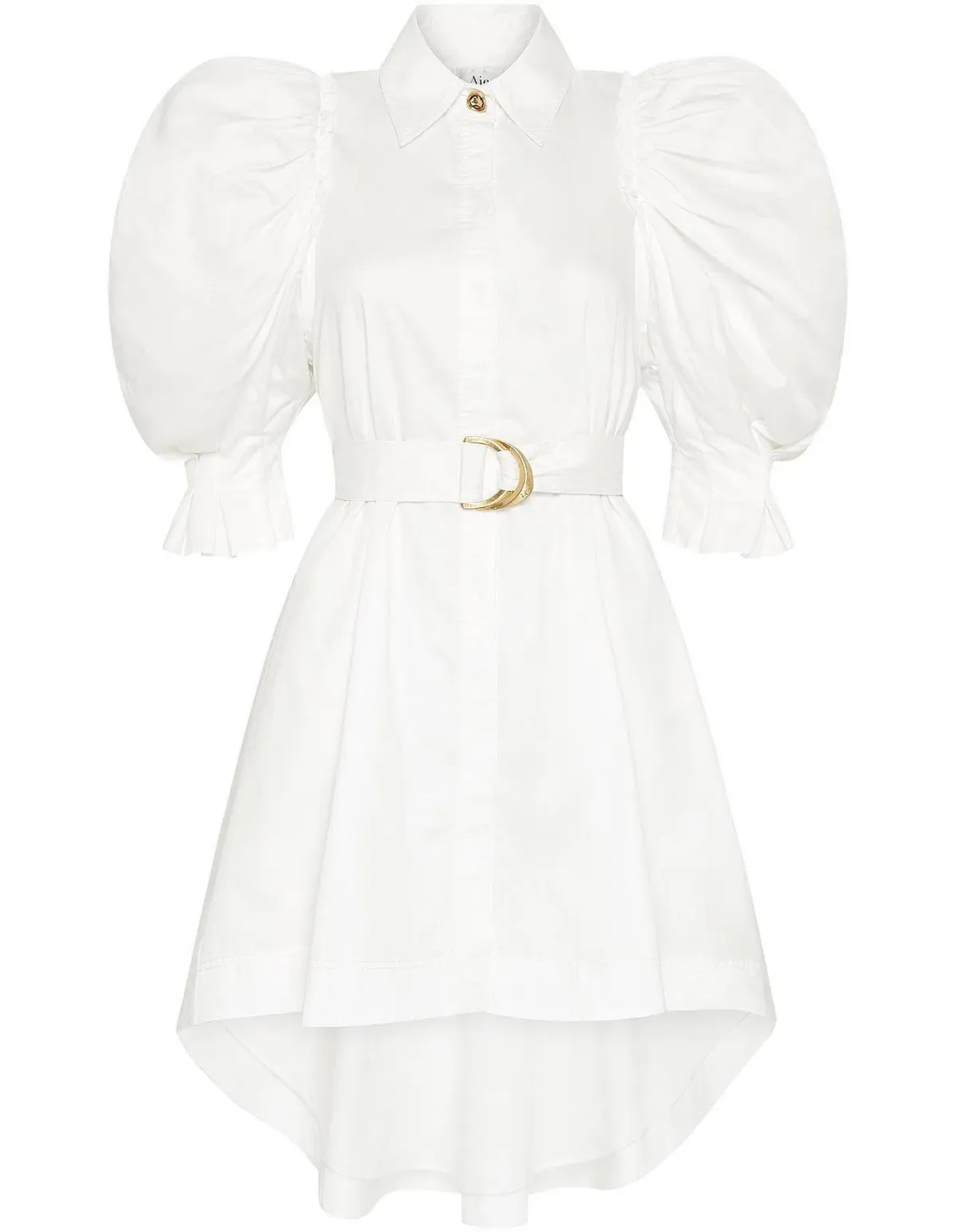 Aje Eucalypt Puff Sleeve Shirt Dress White Size 8 - Image 4