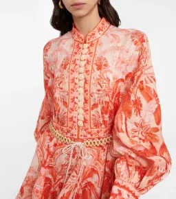 Zimmermann The Lyre Billow Sleeve Mini Dress in Red Palm Size 12  for rent on The Volte - image 2