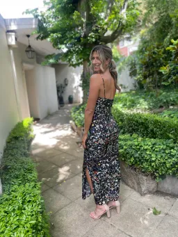 Burberry Maris Floral Silk Slip Dress Black Size 10  for rent on The Volte - image 4