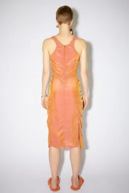 Acne Studios Iridescent Ruched Midi Dress Orange Size 36 / Au 8 for rent on The Volte - image 3