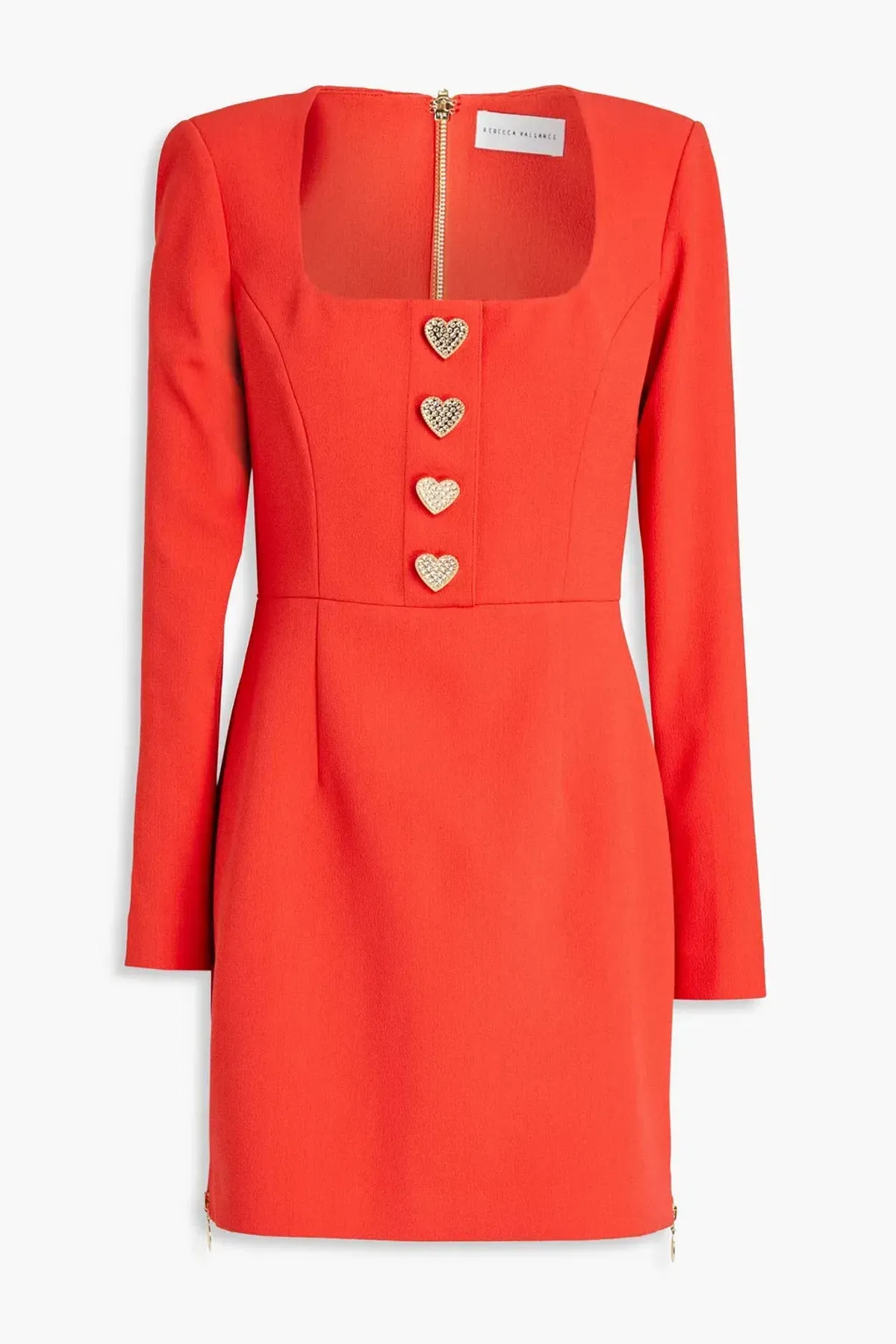 Rebecca Vallance Amara Embellished Crepe Mini Dress Tomato Red Size 16 - Image 4