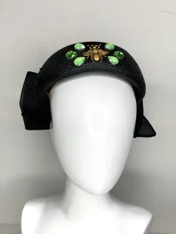 Halo & Rose Pillbox Hat Black/Green  for rent on The Volte - image 7