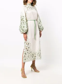 Zimmermann Teddy Floral Midi Dress Cream/Green Size 2 for rent on The Volte - image 2