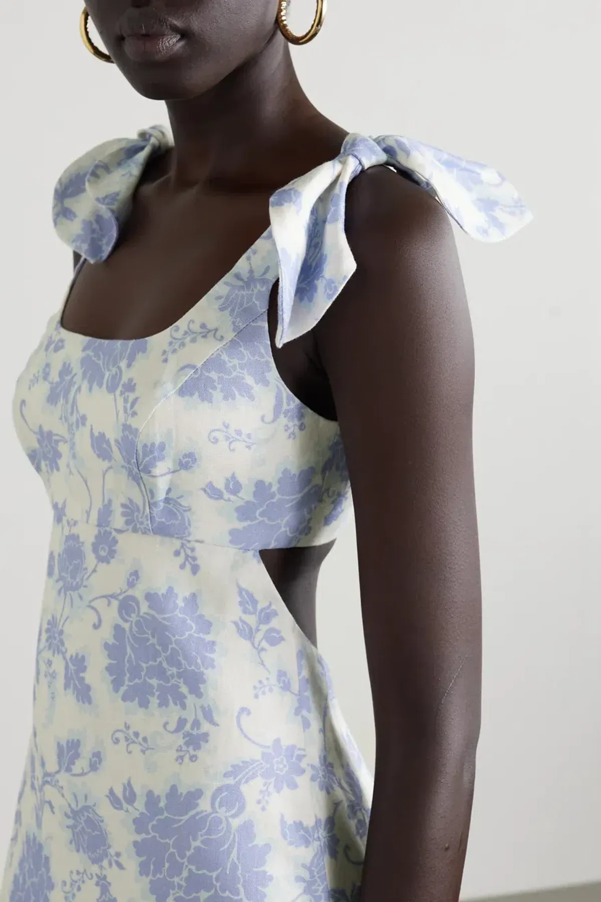 Zimmermann Postcard Tie Shoulder Midi Dress Blue Tonal Floral Size 0 / AU 8  - Image 2