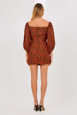 Finders Keepers Yasmin Long Sleeve Mini Dress Black Blossom Print Size 4 for rent on The Volte - image 4