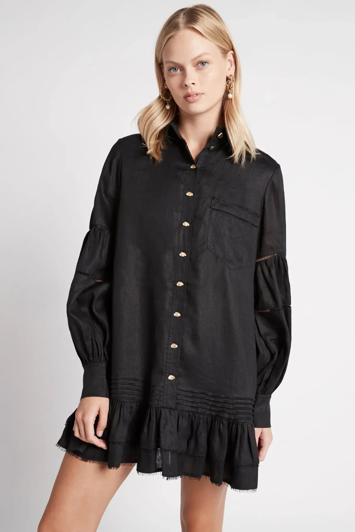 Aje Lotus Shirt Dress Black Size 16 - Image 2
