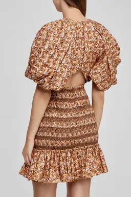 Acler Brooks Mini Dress Neutral Leaves Print Size 8 for rent on The Volte - image 3