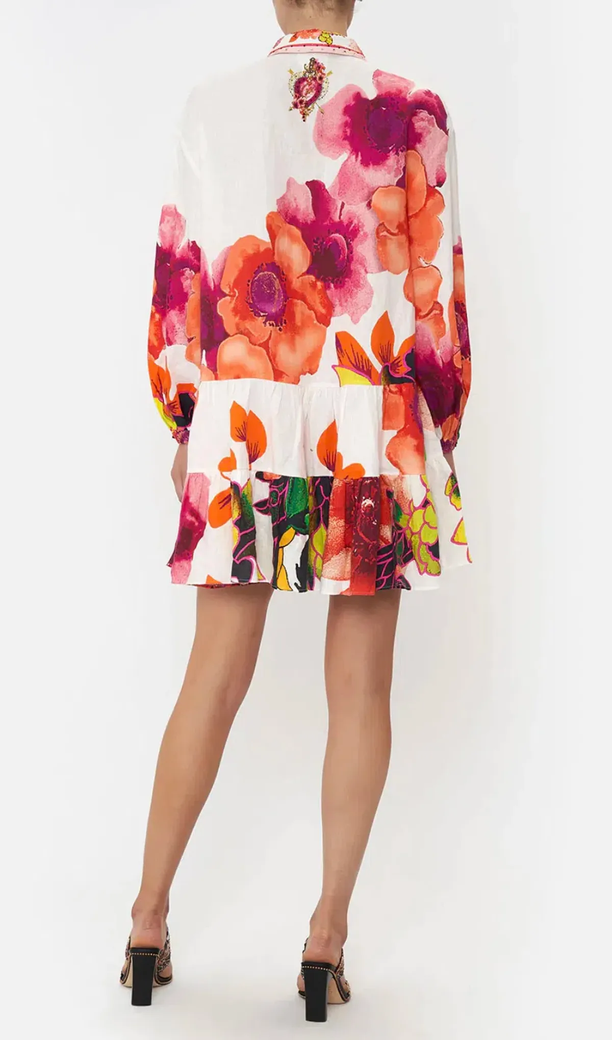 Camilla Pretty As A Poppy Tiered Shirt Dress Print Size L  - Image 3