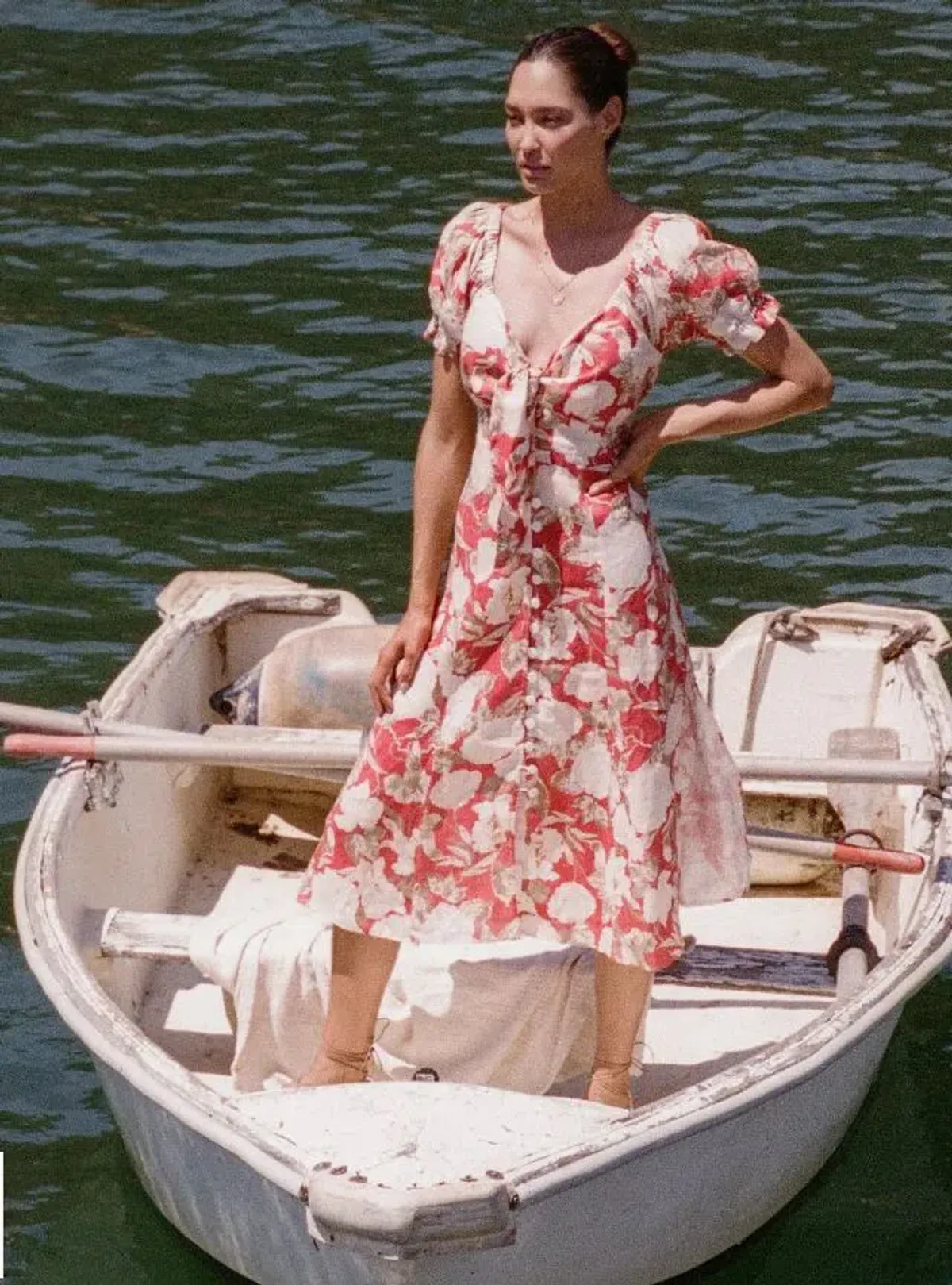 Kivari Helena Tie Front Midi Dress Print Size 10 - Image 1